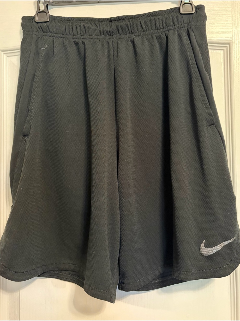 Nike Black Athletic Shorts with Silver Swoosh